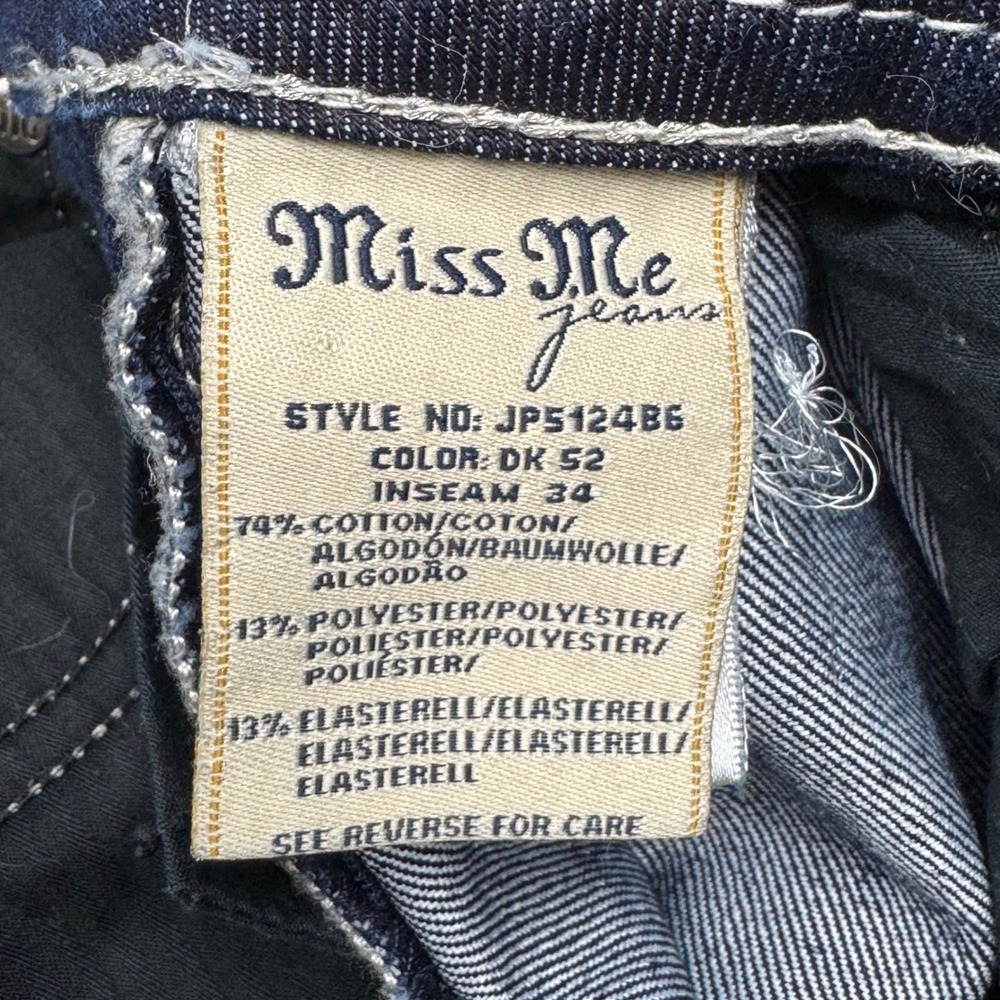 Miss Me Bootcut Jeans 25 Dark Wash Denim Sequin Embellished Western Y2K Boho - Picture 9 of 12